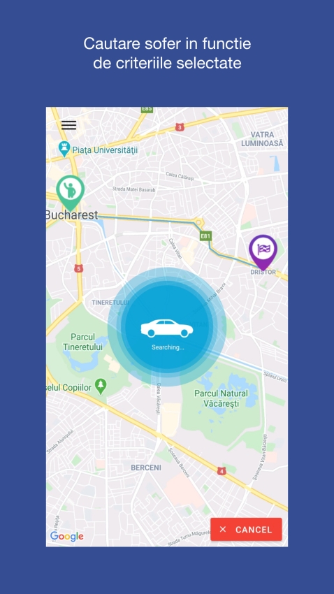 Echo Taxi - Aplicatie mobile de client si sofer pentru comenzi taximetrie
