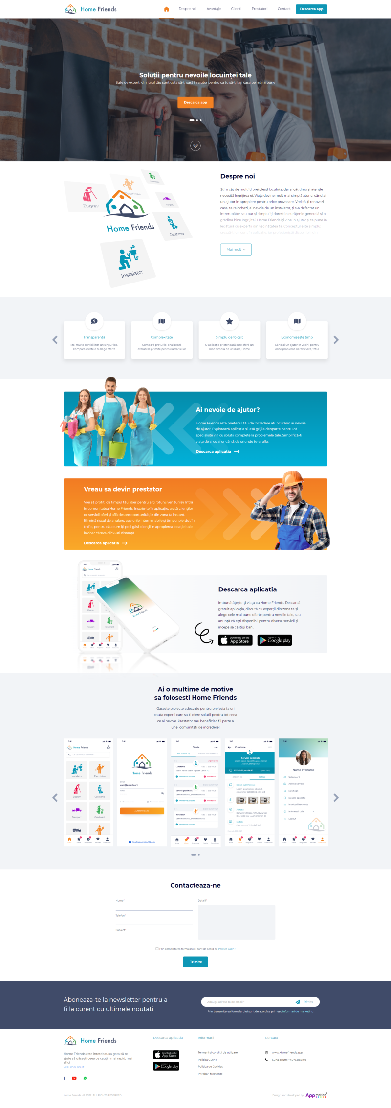 Home Friends - Website de prezentare pentru aplicatie de mobil