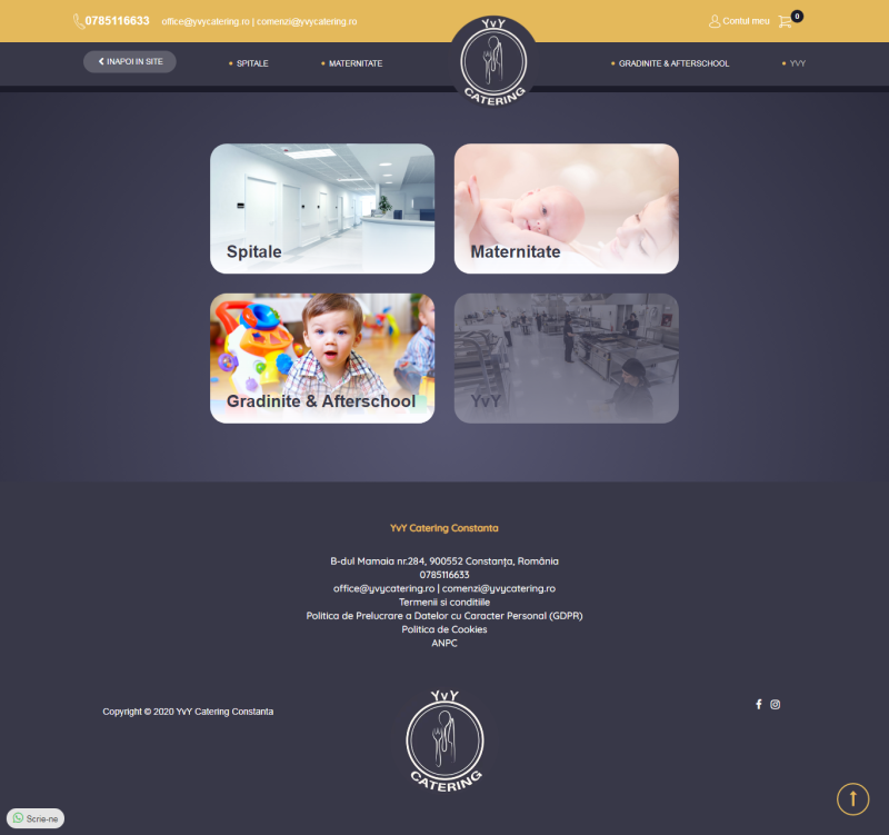 YVY Catering - Platforma web pentru comenzi catering dedicata Institutiilor