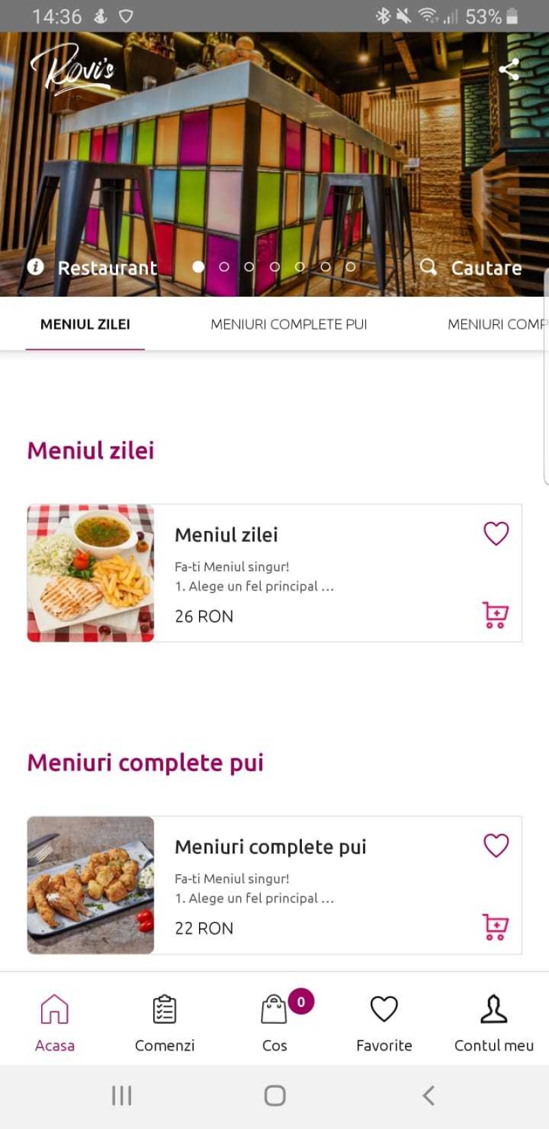 Rovi`s Delivery - Aplicatie mobile pentru restaurante cu livrare mancare la domiciliu