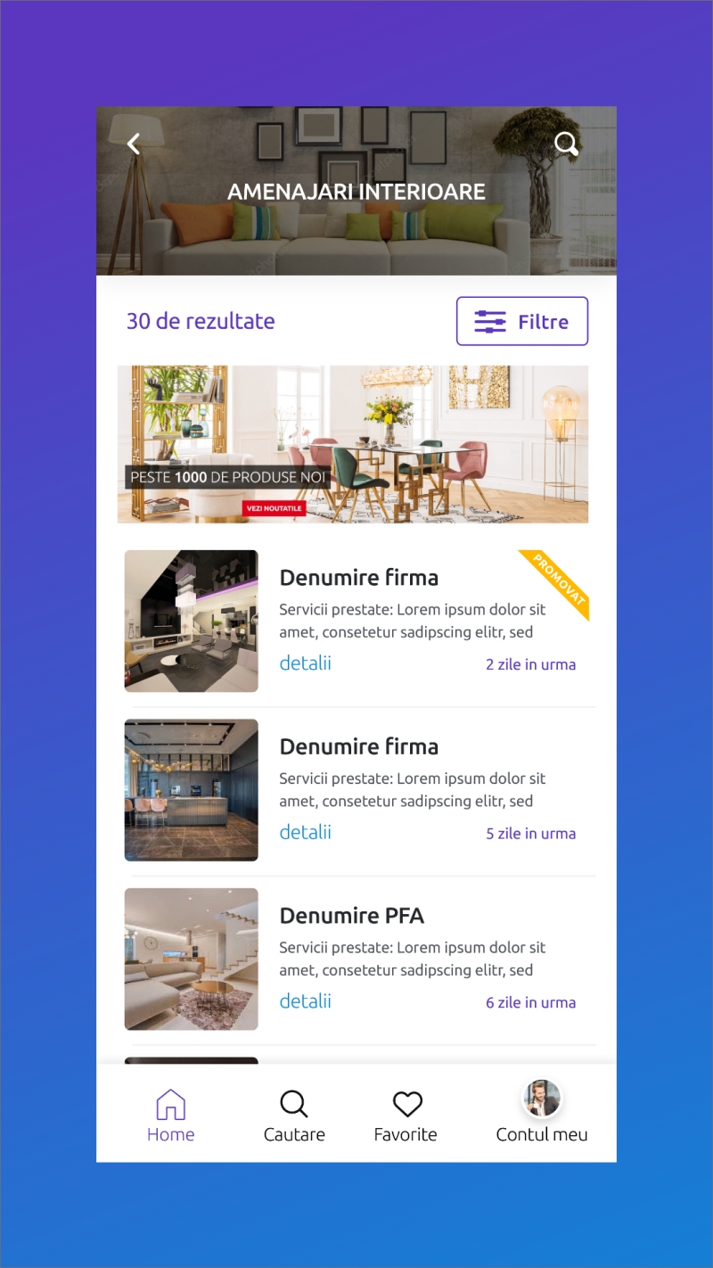 Mesterul Casei - Aplicatie mobile Android si iOS pentru listare anunturi