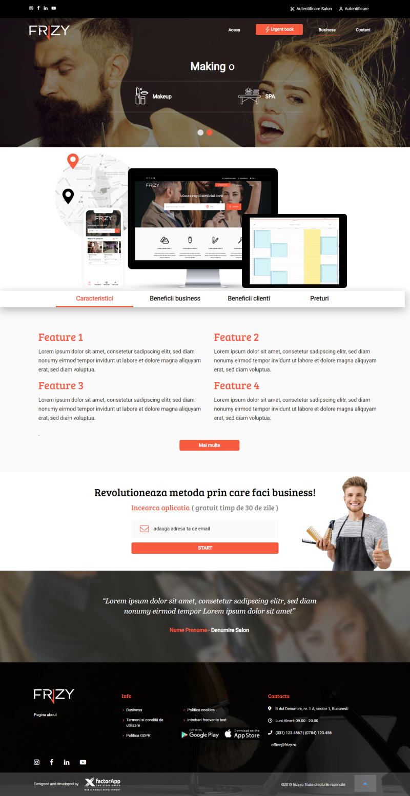 Platforma web pentru programari saloane de infrumusetare - Frizy