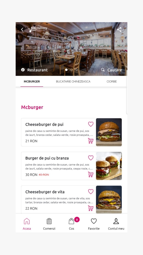 Echo Delivery - Aplicatie tip agregator pentru comanda si livrare mancare la domiciliu