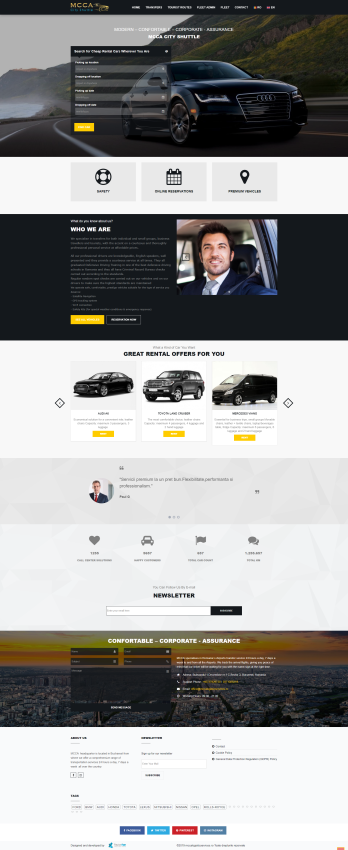 Website firma servicii exclusiviste de transport - MCCA City Shuttle