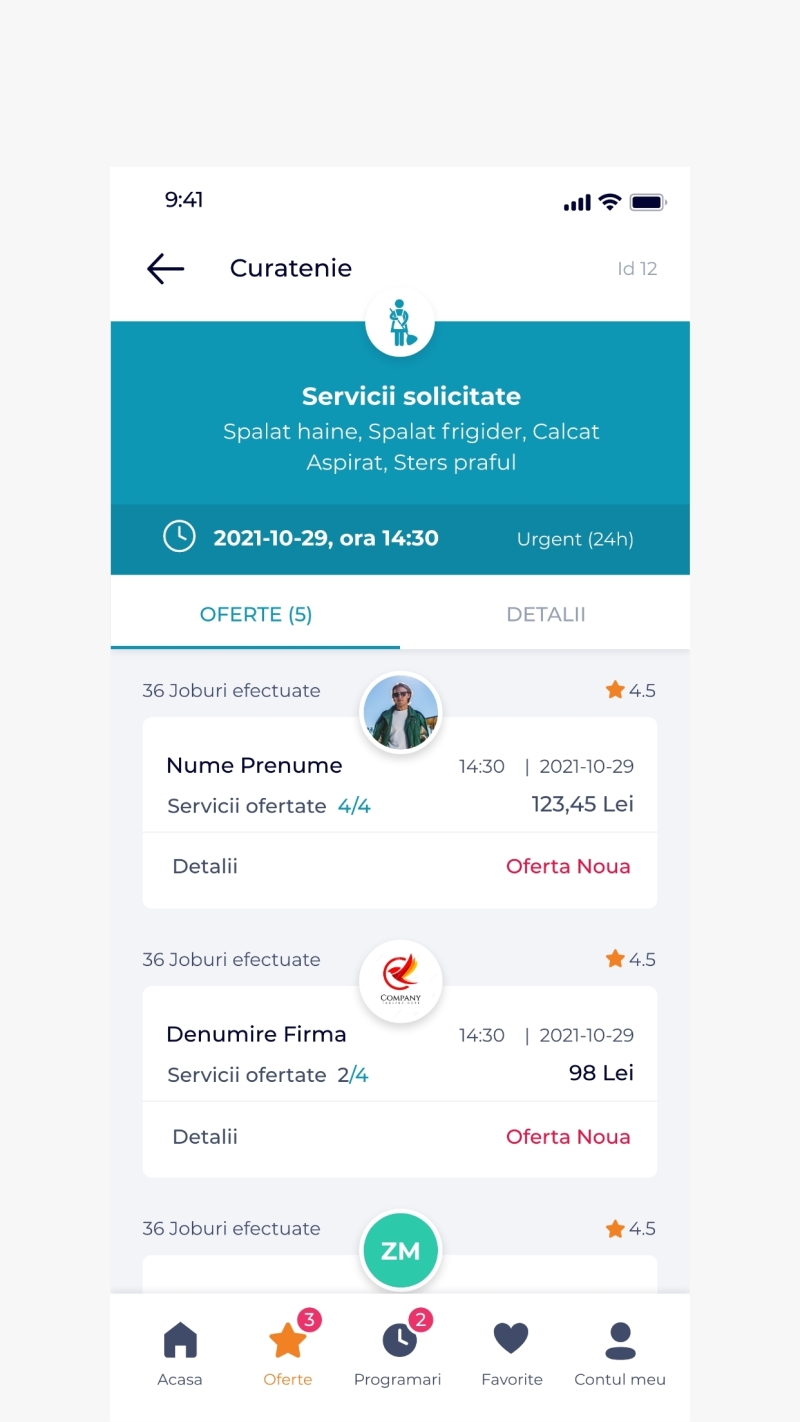 Home Friends - Aplicatie mobile Android si iOS pentru clienti si prestatori de servicii