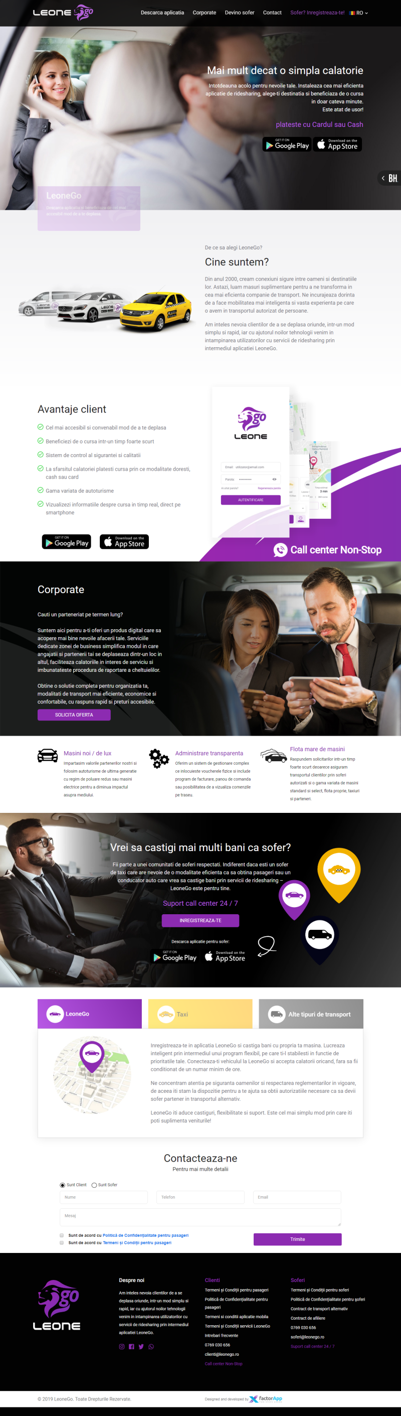 LeoneGo - Landing page de prezentare pentru aplicatie mobile