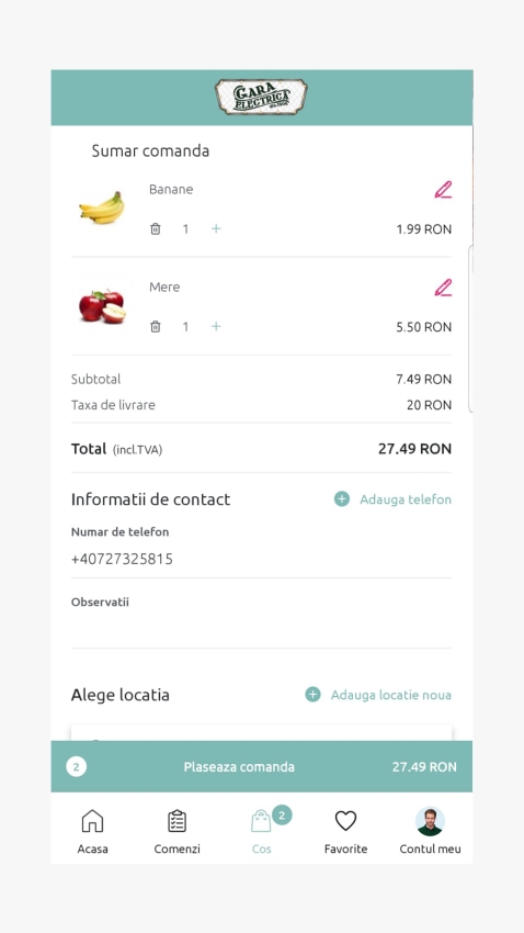 Non-Stop Podgoria Arad - Aplicatie mobile pentru comenzi produse alimentare din supermarket