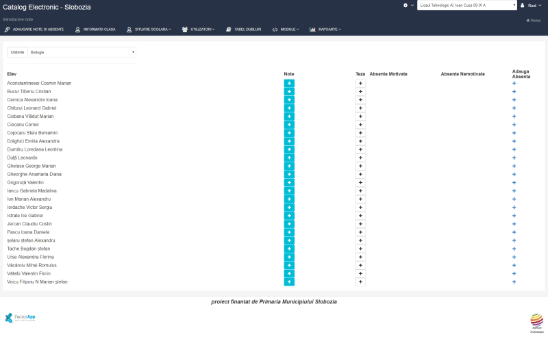 Catalog electronic pentru administrarea evidentei scolare - Inspectorat Slobozia