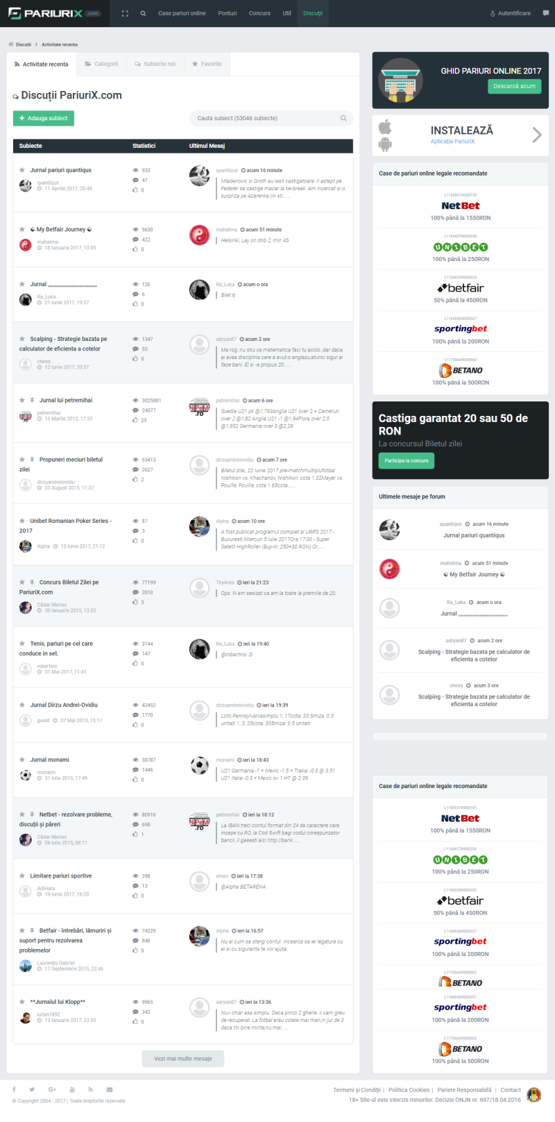 Platforma online cu ponturi de pariere si agentii de pariuri - PariuriX