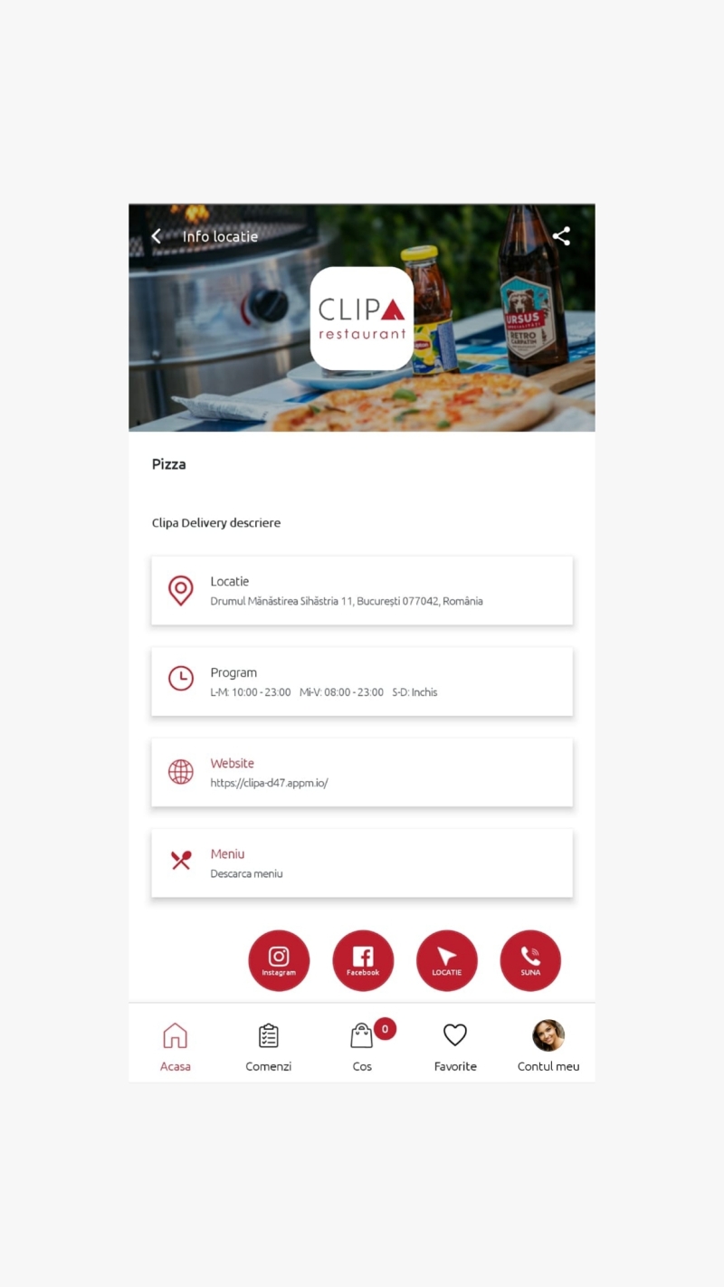 Clipa Delivery - Aplicatie mobile comenzi mancare pentru restaurante