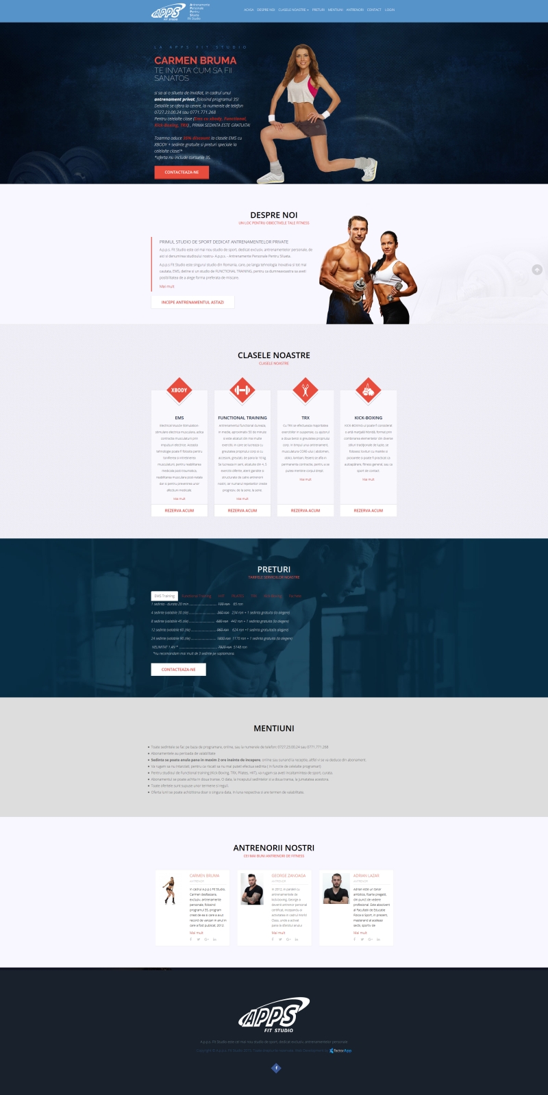 Website de prezentare Fitness - APPS Fit Studio