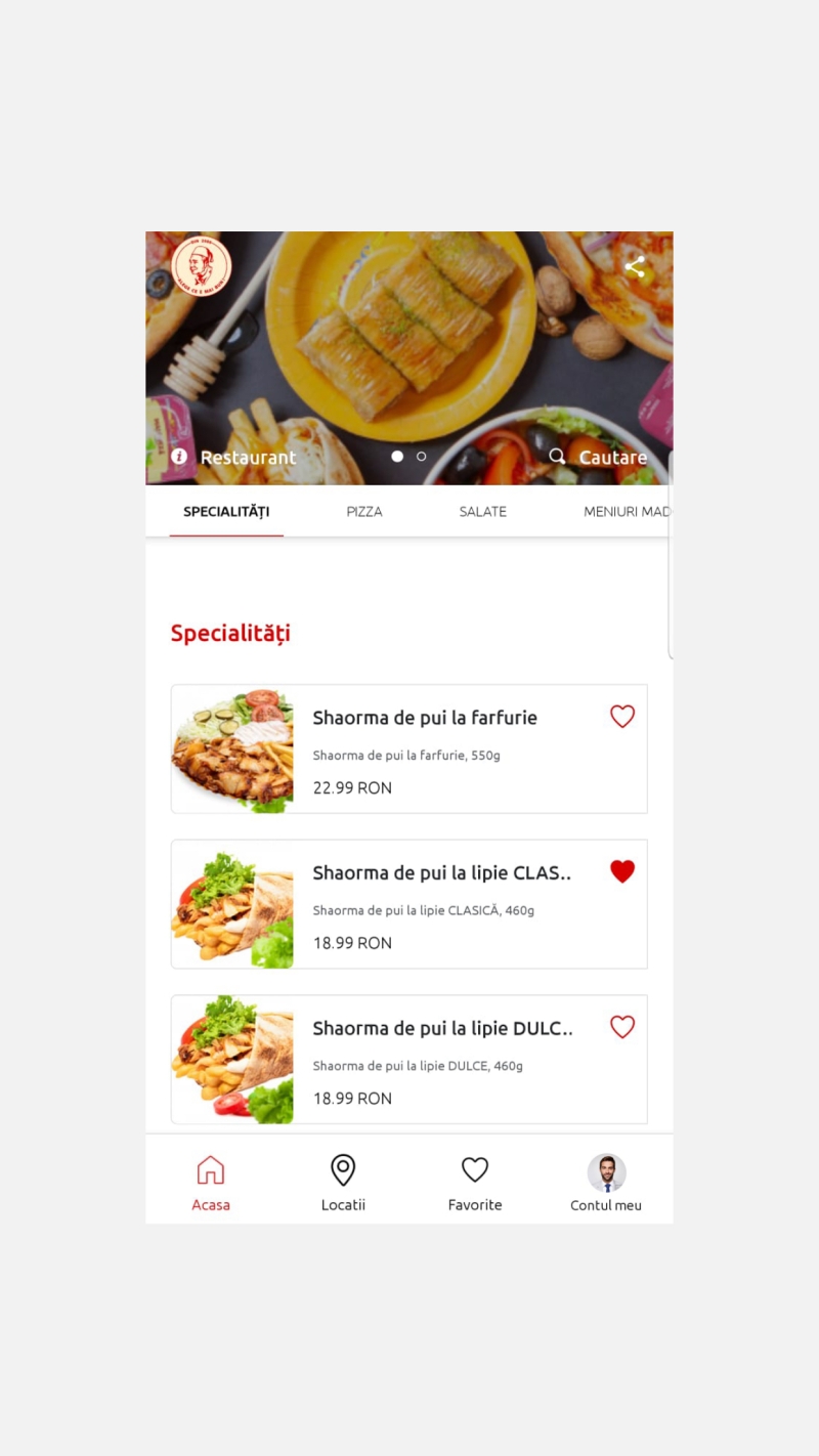 Mado - Aplicatie mobile pentru prezentarea meniului restaurantului