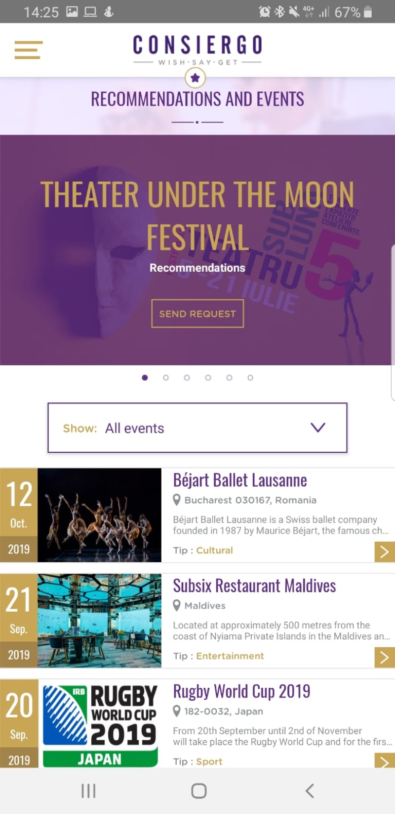 Aplicatie Mobile Android & iOS dedicata serviciilor de concierge - Consiergo