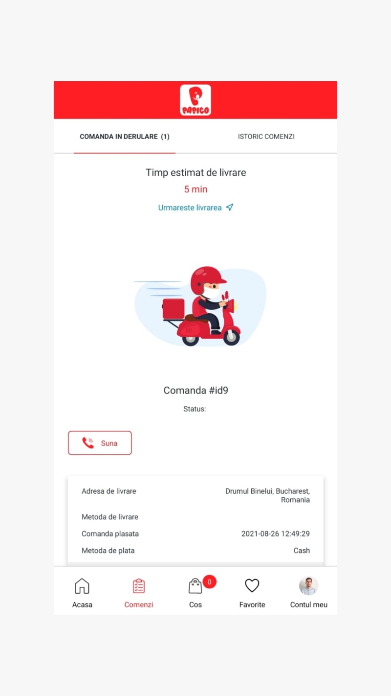 Papico Delivery - Aplicatie mobile Android si iOS pentru livrare mancare