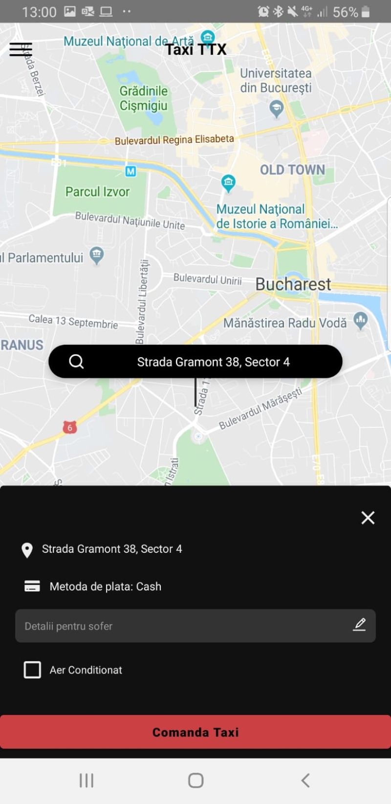 Aplicatie mobile pentru comenzi taxi online – Taxi TTX