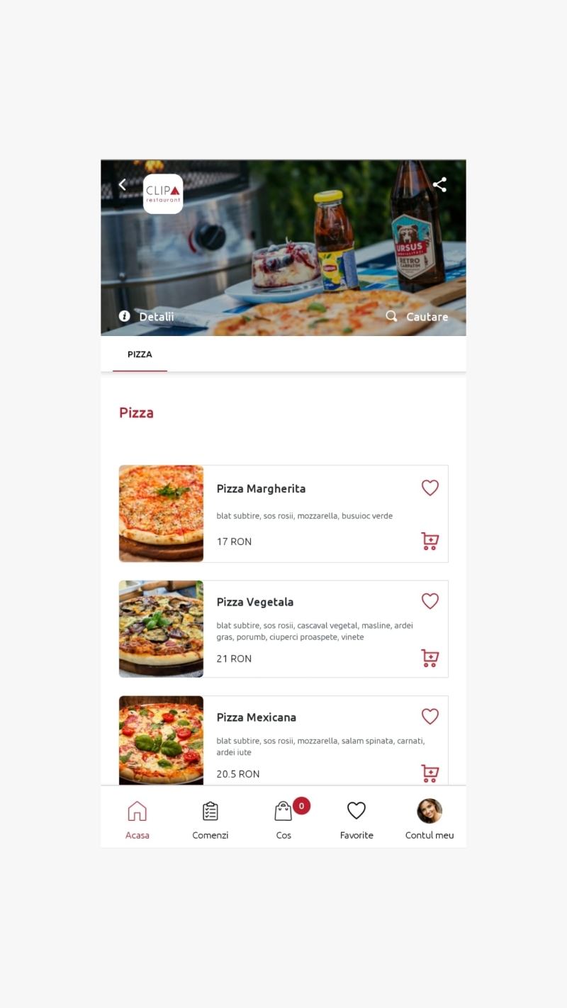Clipa Delivery - Aplicatie mobile comenzi mancare pentru restaurante