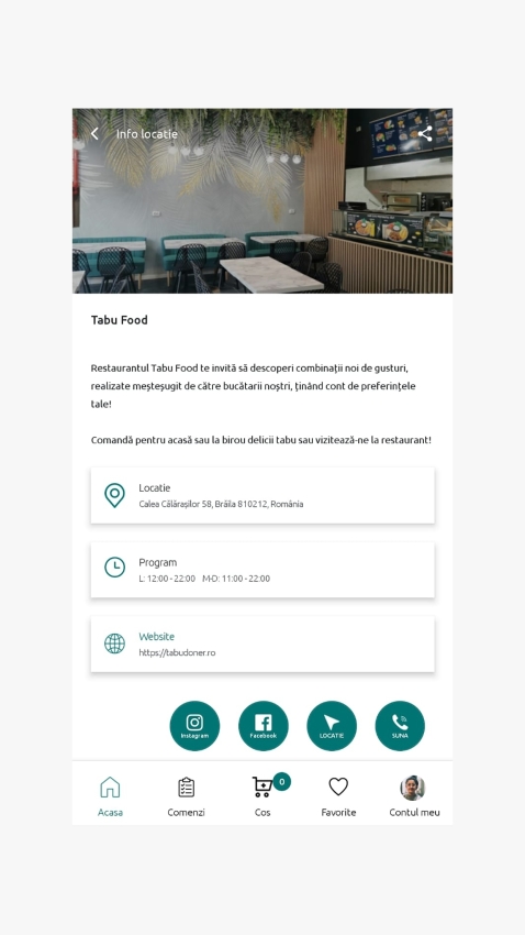 Tabu Food - Aplicatie Android si iOS pentru comenzi mancare