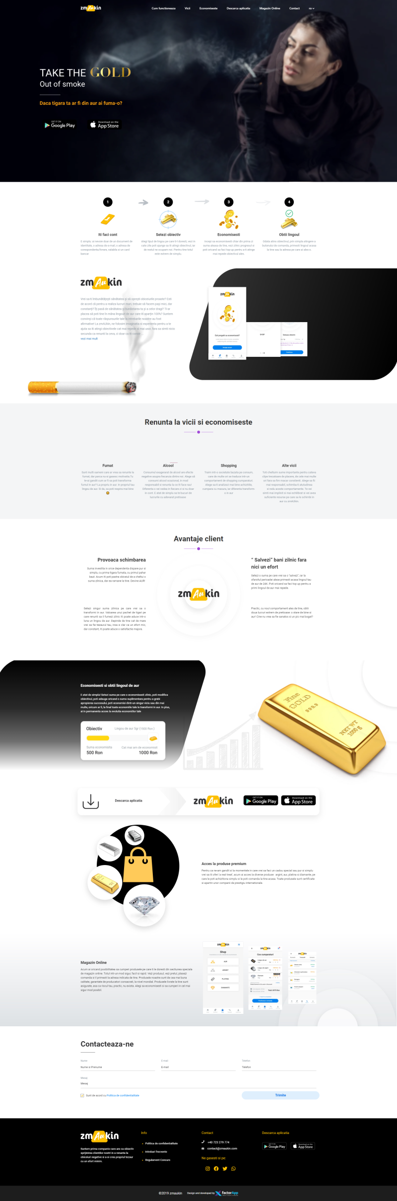 Zmaukin - Landing page prezentare aplicatie mobile