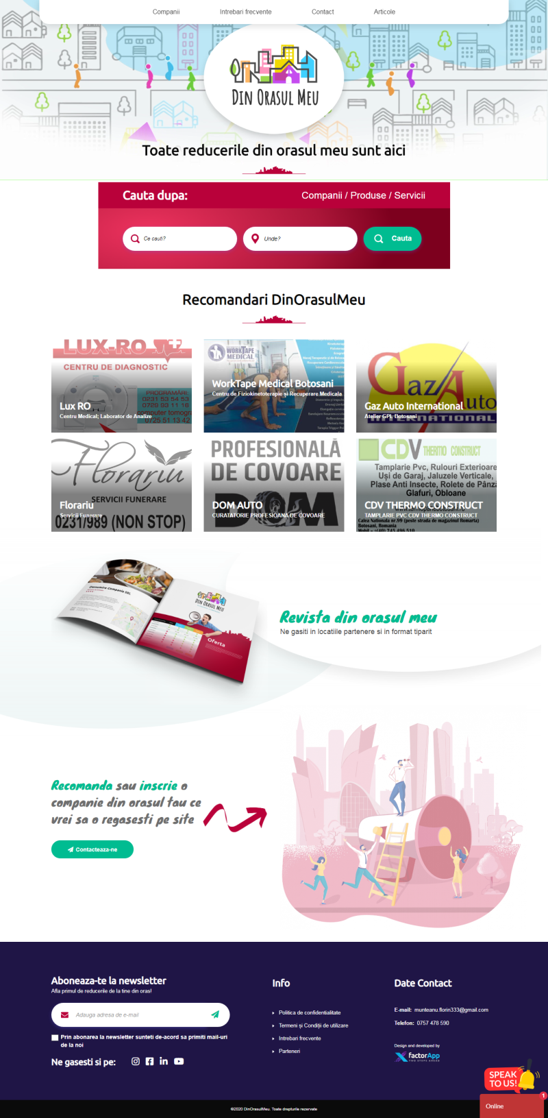 Din Orasul Meu - Platforma web pentru listare si promovare companii
