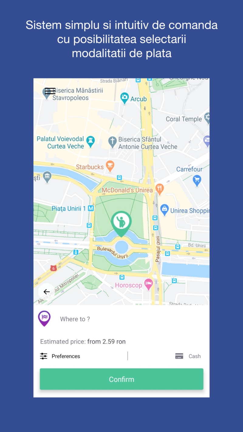 Echo Taxi - Aplicatie mobile de client si sofer pentru comenzi taximetrie