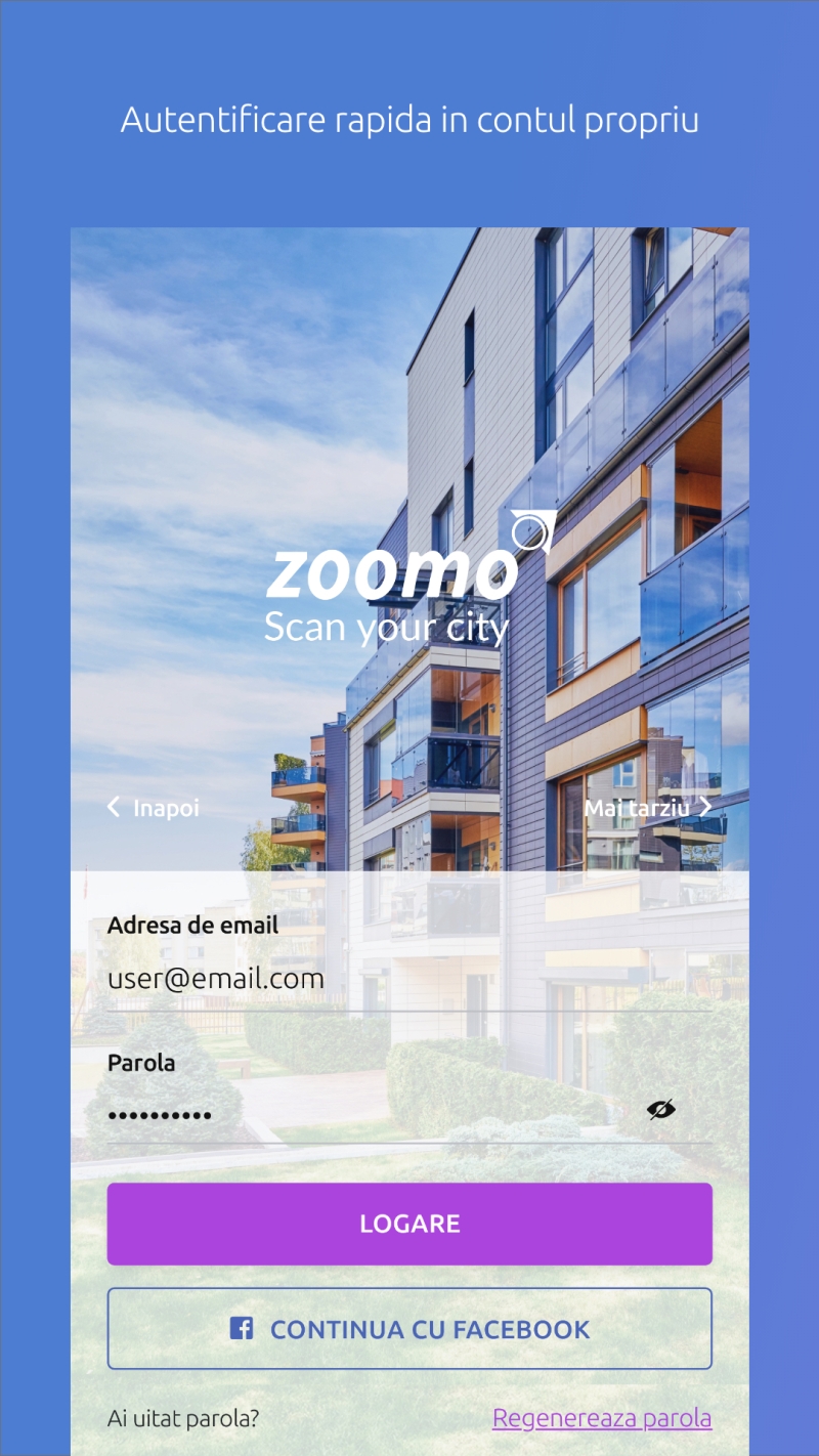 Zoomo Scan Your City - Aplicatie mobile pentru cautare proprietati imobiliare prin realitate augmentata